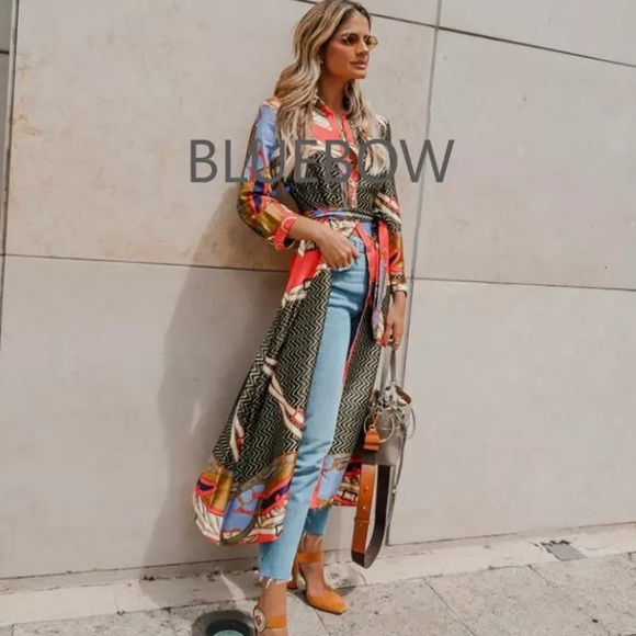 Zara Dresses & Skirts - Zara BLOGGERS FAV belt printed dress Sz M